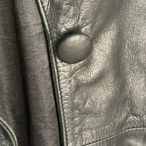 VTG Jacqueline Ferrar Maxi trench Coat long black Leather 90's lined Small - Picture 9 of 17